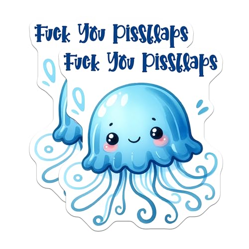 (2 Pack) Cute Cartoon Jellyfish Magnet - 5" On Longest Side - Sticks to Smooth Flat Surfaces - Made in USA - MAG9672
