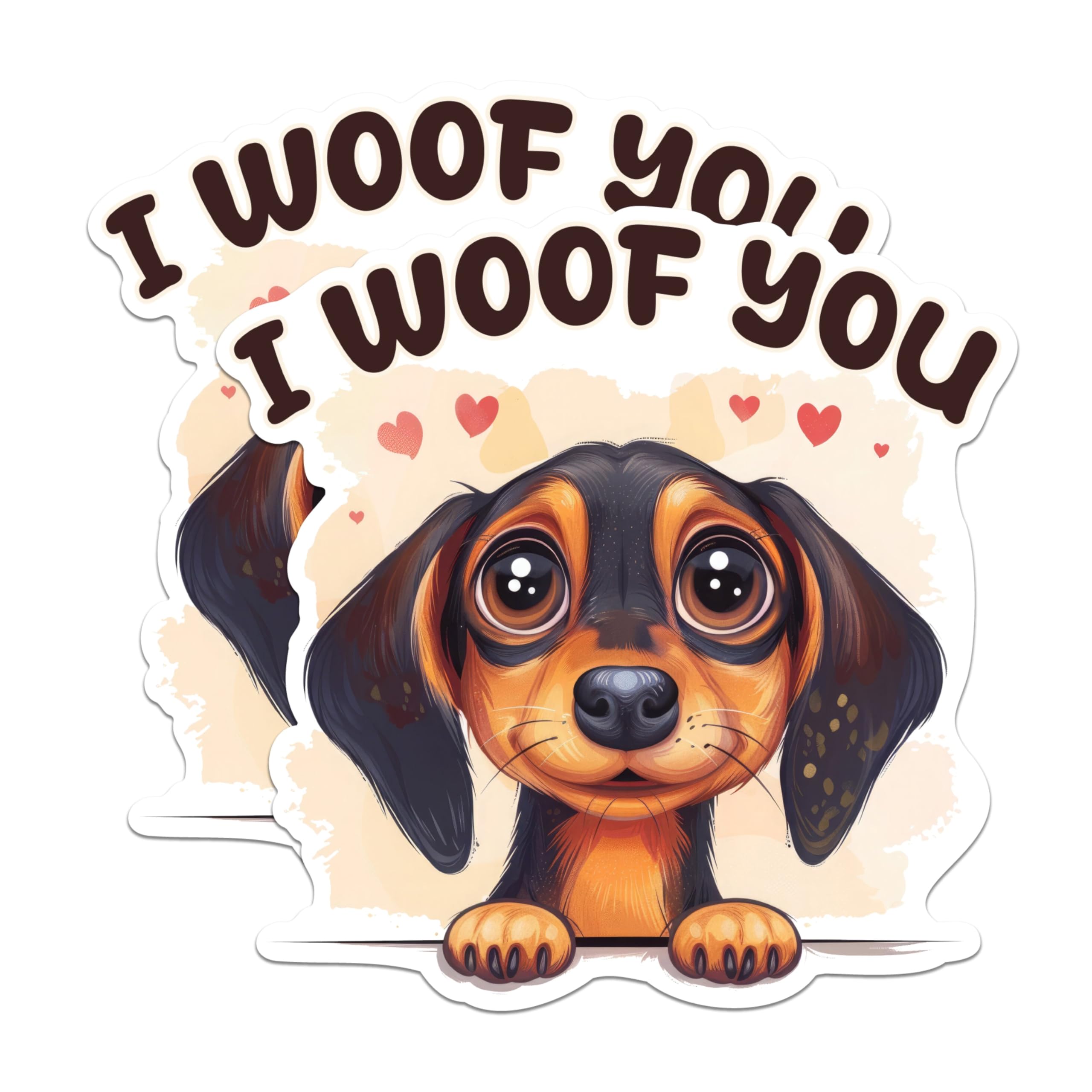 (2 Packs) I Woof You Dachshund Magnets - Dachshund Dog Breed Weiner Dog Magnets - 5 Inches On Longest Side - Premium Magnet - for Fridges, Toolboxes, Cars - Made in USA - MAG2349