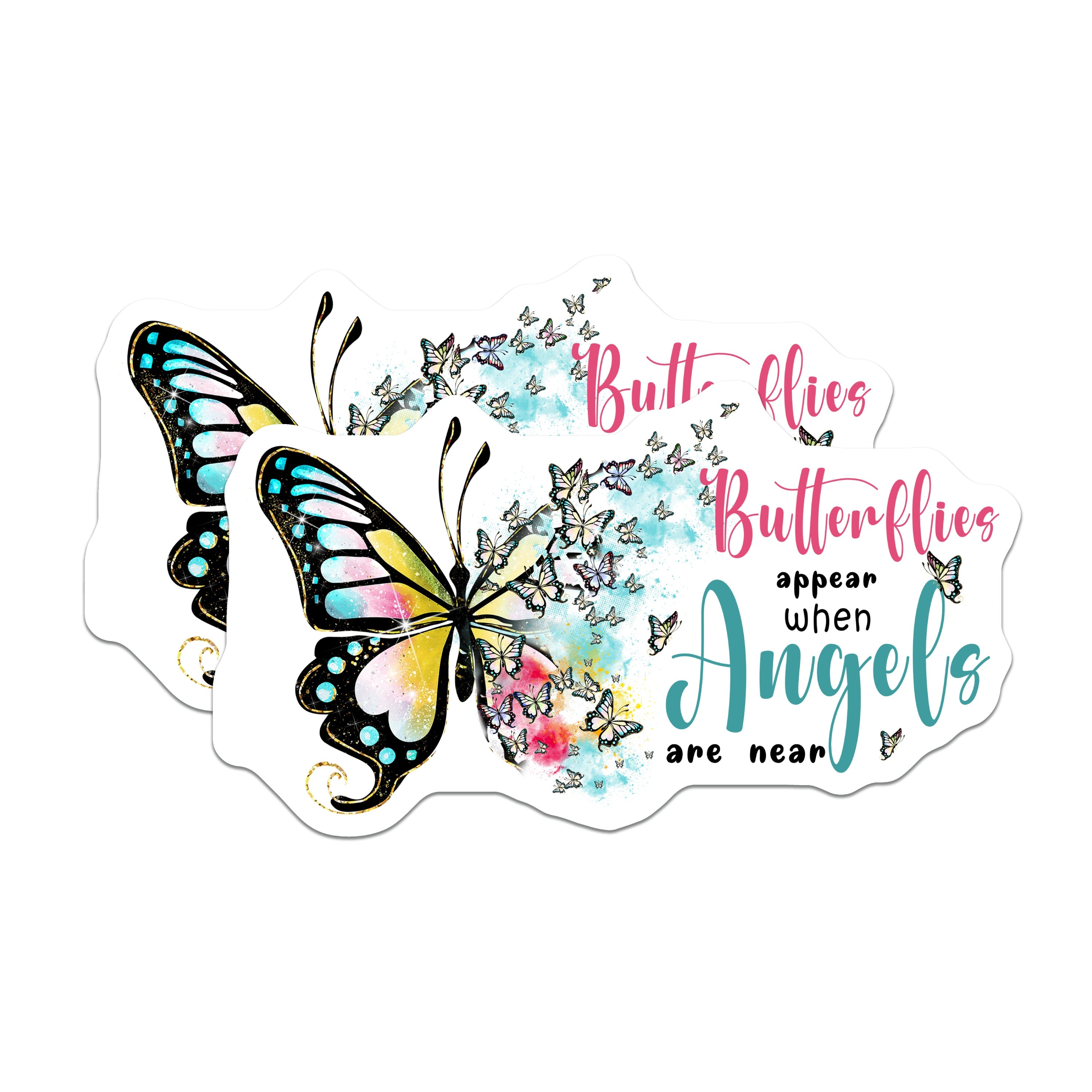 (2 Pack) Angel Butterfly Magnets - Memorial Remembrance Decor - Inspirational Quote Sympathy for Loss - 5 Inches On Longest Side - Thick Durable Magnet - Made in USA - MAG38466