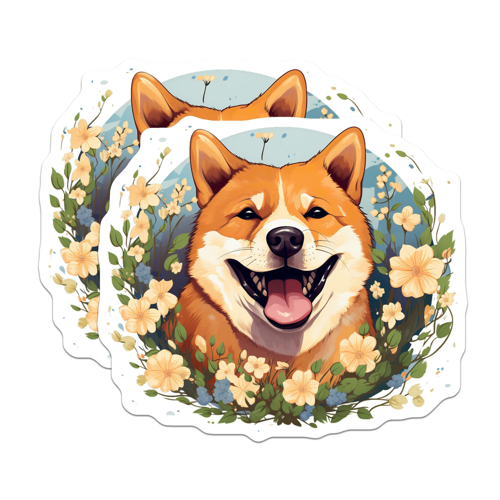 (2 Pack) Shiba Inu Magnets - Cute Dog Lover Pet Parent - Floral Aesthetic Refrigerator Decor - 5 Inches On Longest Side - Thick Durable Magnet - Made in USA - MAG27267