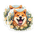 (2 Pack) Shiba Inu Magnets - Cute Dog Lover Pet Parent - Floral Aesthetic Refrigerator Decor - 5 Inches On Longest Side - Thick Durable Magnet - Made in USA - MAG27267