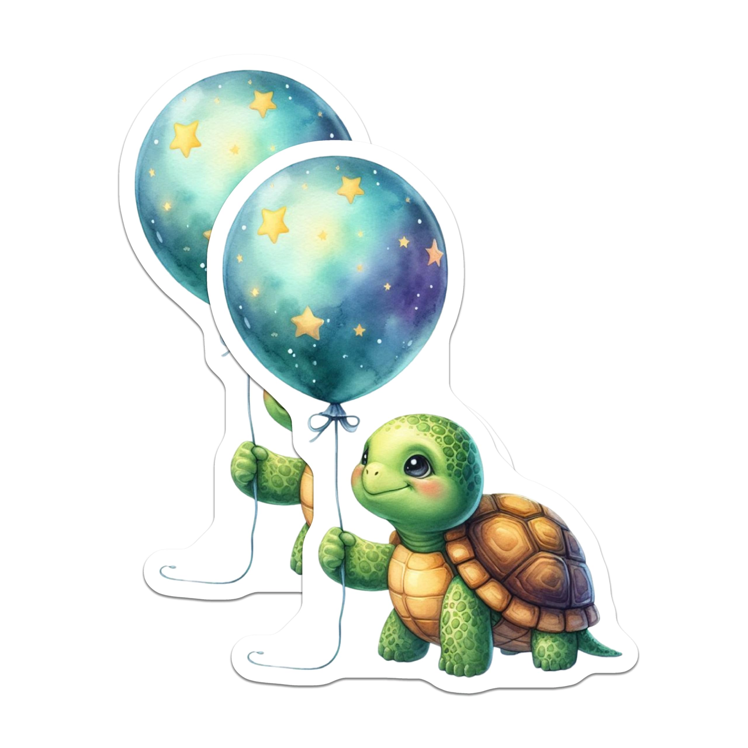 (2 Pack) Adorable Turtle Magnets - Whimsical Star Balloon Art - Baby Animal Nursery Decor - Cute Reptile Home Accents - 5 Inches On Longest Side - Thick Durable Magnet - Made in USA - MAG20438