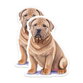 (2 Pack) Shar Pei Dog Magnets - Watercolor Dog Art - Wrinkled Puppy Pet Decor - 5 Inches On Longest Side - Thick Durable Magnet - Made in USA - MAG39267