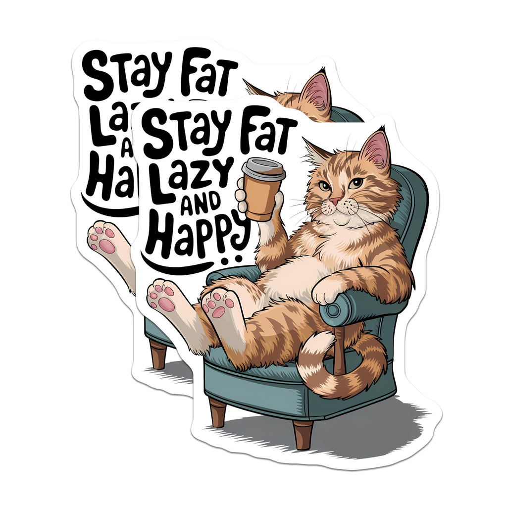 (2 Pack) Lazy Cat Refrigerator Magnets - Funny Cat Magnets - Cute Kitten Magnets - 5" On Longest Side - Premium Magnet - for Cars, Refrigerators, Toolboxes, Lockers - Made in USA - MAG16448