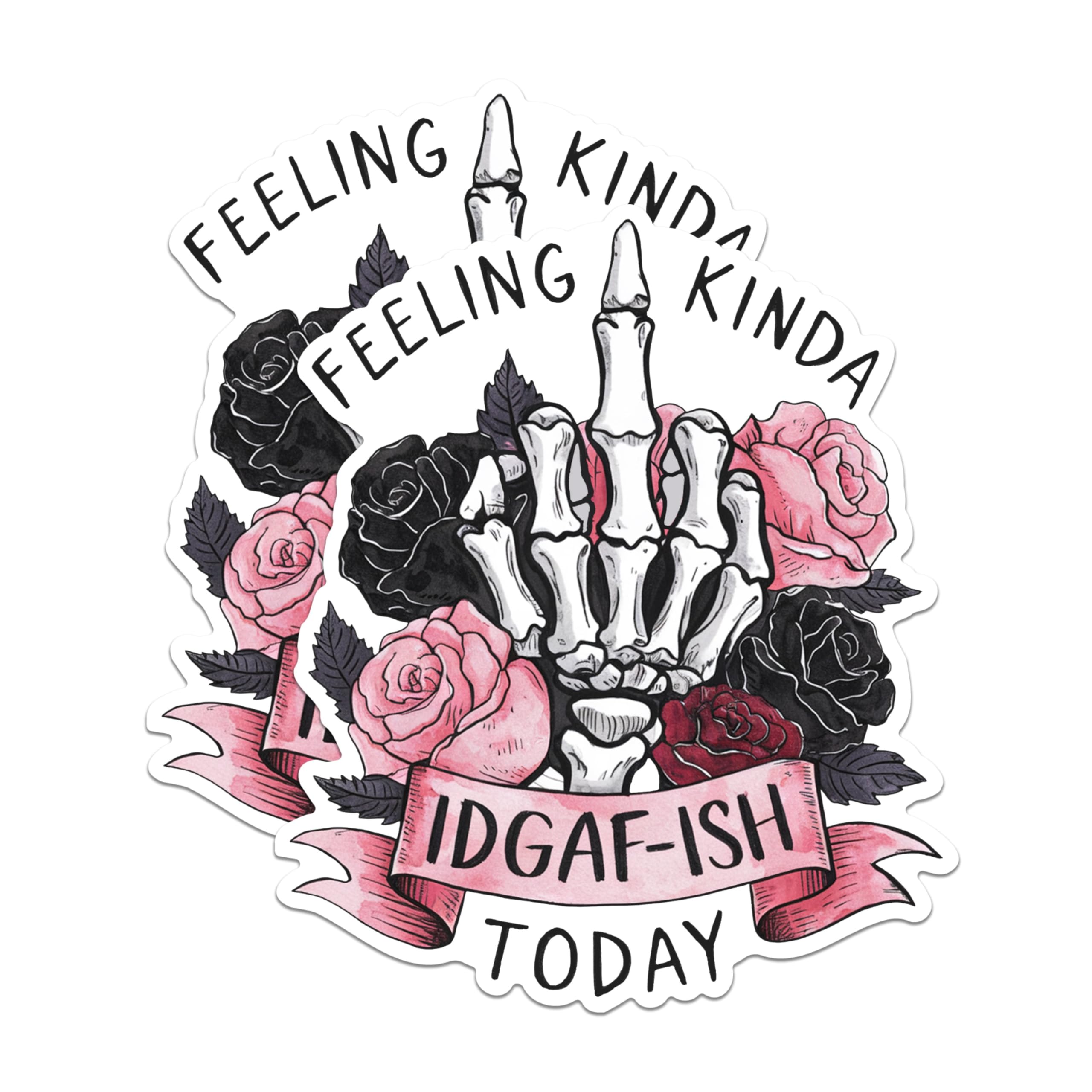 (2 Packs) Feeling Kinda IDGAF-Ish Today Stickers - Funny Sarcastic Sassy Decals - 5 Inches On Longest Side - Premium Vinyl Decal - Sticks to Any Smooth Flat Surface - Made in USA - BMCS2468