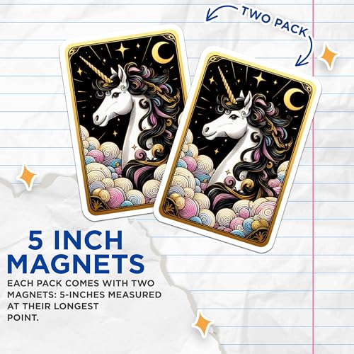 (2 Pack) Mystical Night Scene Magnet - Fantasy Art Decor - 5" On Longest Side - Sticks to Smooth Flat Surfaces - Made in USA - MAG10153