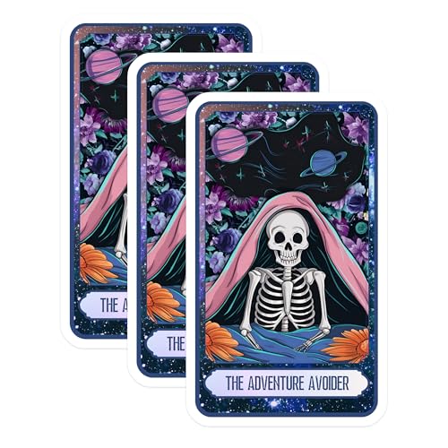 (3 Pack) Adventure Avoider Decals - Skeleton Floral Art - Galaxy Planets Stickers - 3 Inches On Longest Side - Easy Peel & Apply - Made in USA - 3MCS8754