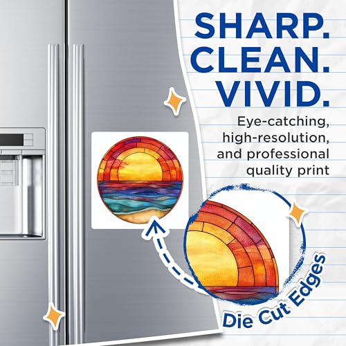 (2 Pack) Sunset Ocean Magnets - Stained Glass Look - Beach Scene Art - Coastal Decor Fridge Magnets for Kitchen and Home - 5 Inches On Longest Side - Thick Durable Magnet - Made in USA - MAG27317