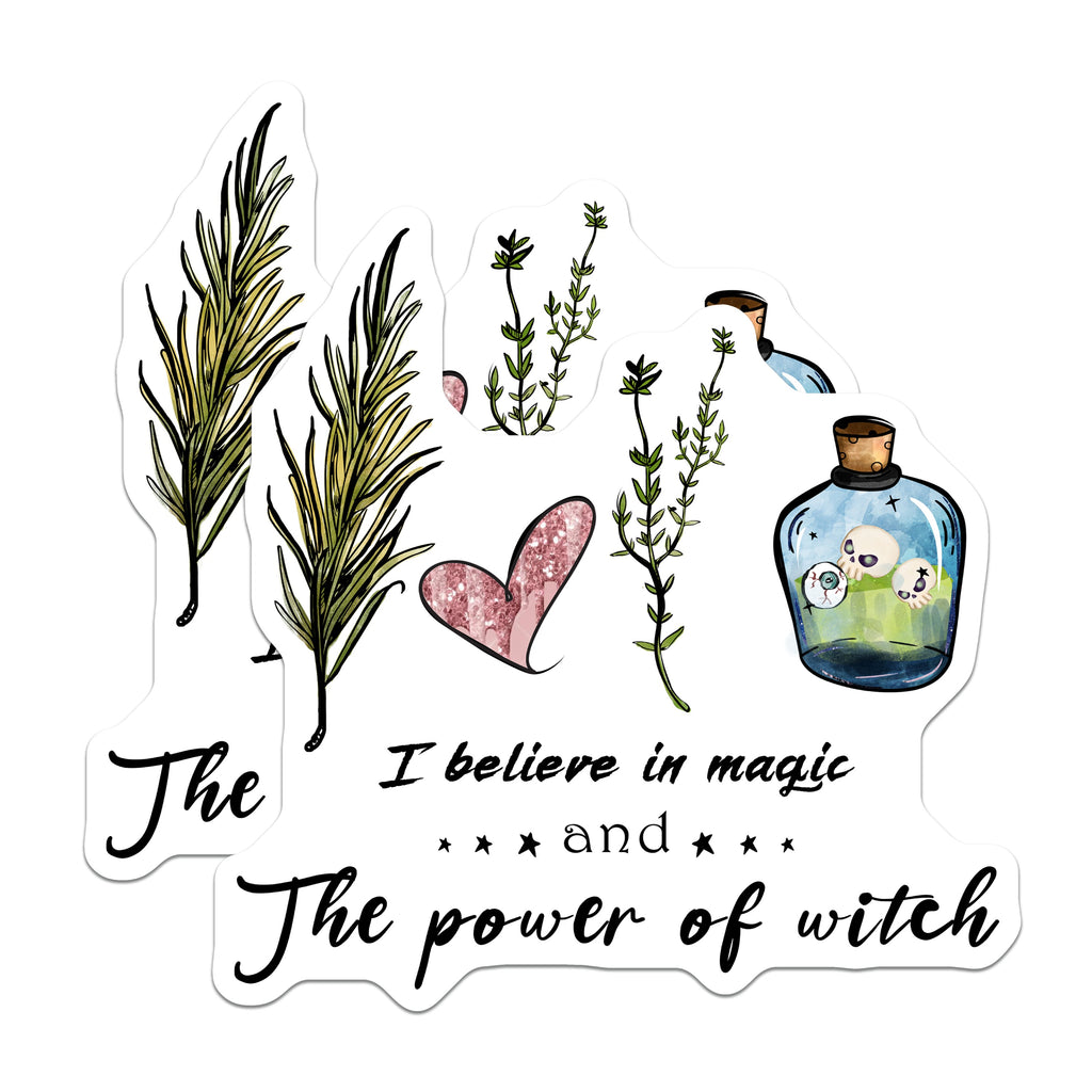 (2 Pack) Witchy Magic Magnets - Believe in Power of Witch - Mystical Herb Skull Bottle Decor - 5 Inches On Longest Side - Thick Durable Magnet - Made in USA - MAG38864