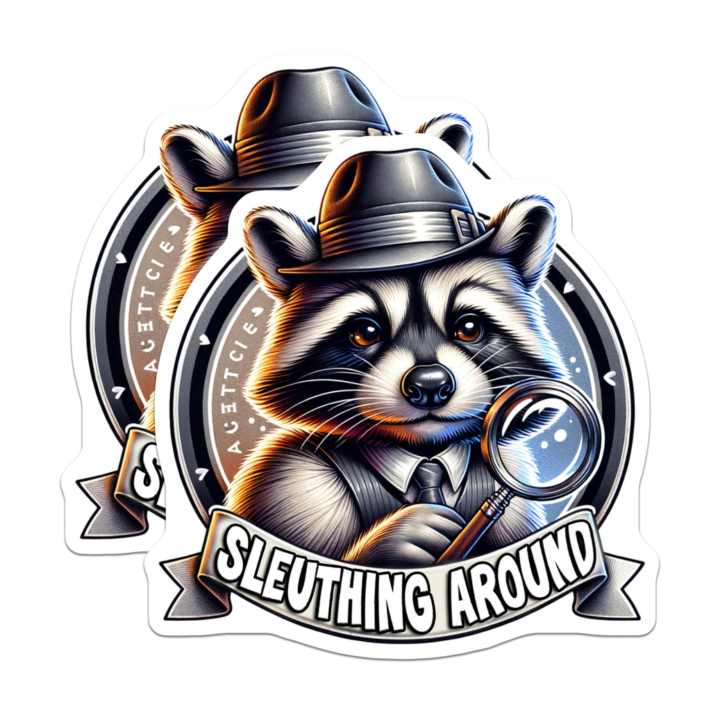 (2 Pack) Sleuthing Raccoon Magnets - Detective - Cute Animal Design - 5" On Longest Side - for Cars, Fridges, Toolboxes - Made in USA - MAG4540