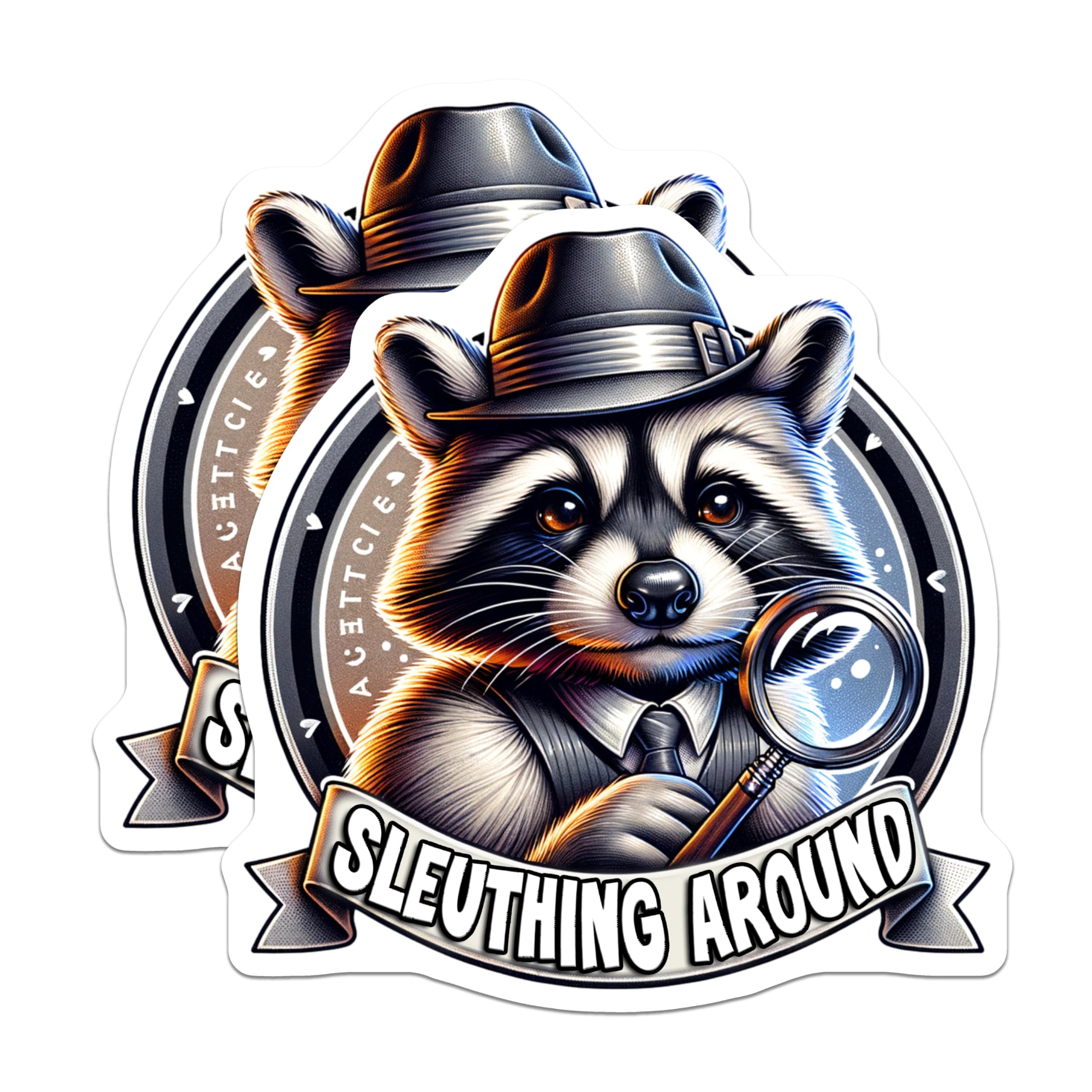 (2 Pack) Sleuthing Raccoon Magnets - Detective - Cute Animal Design - 5" On Longest Side - for Cars, Fridges, Toolboxes - Made in USA - MAG4540