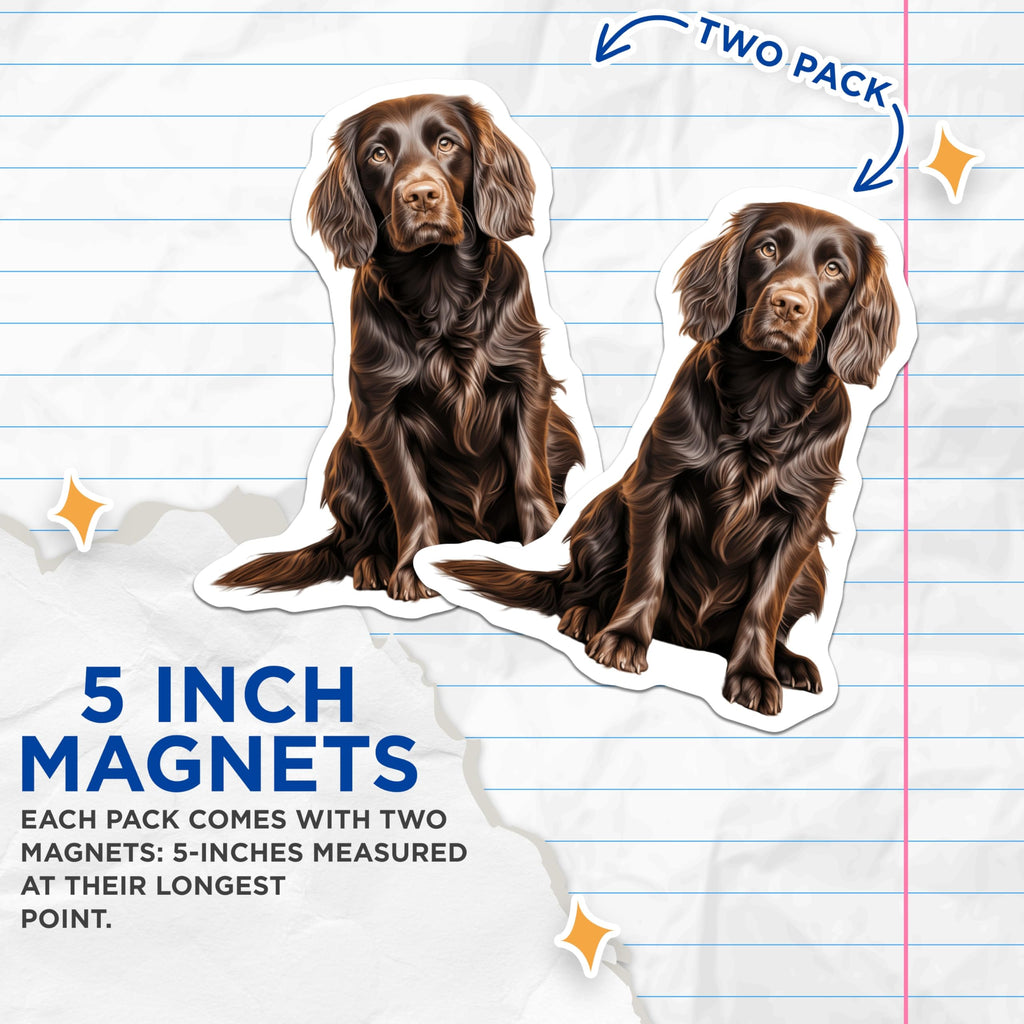(2 Pack) Flat Coated Retriever Dog Magnets - Brown Dog Pet Lover - Pet Memorial Home Decor - 5 Inches On Longest Side - Thick Durable Magnet - Made in USA - MAG28389