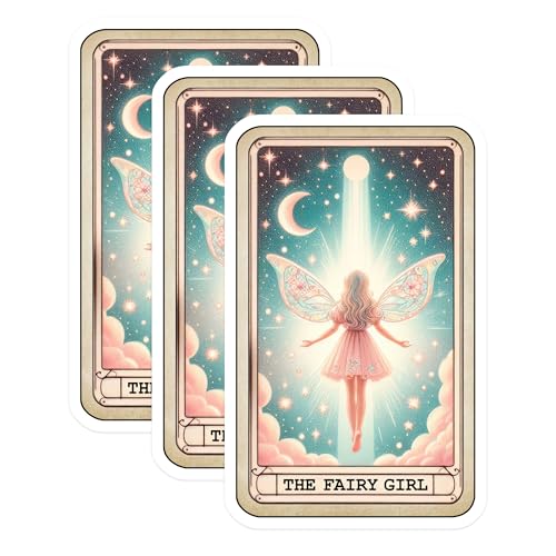 (3 Pack) Fairy Girl Decals - Celestial Sticker - Tarot Card Decal - 3 Inches On Longest Side - Easy Peel & Apply - Made in USA - 3MCS4173