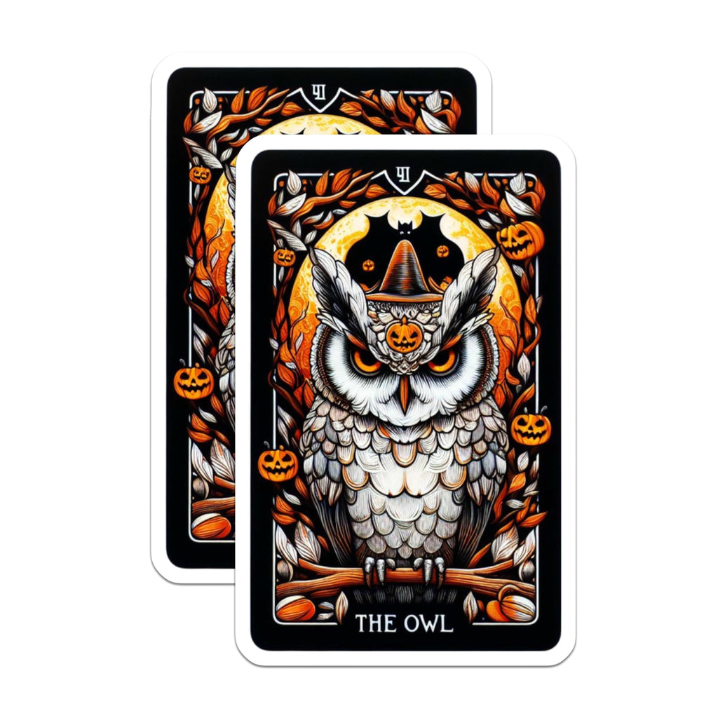 (2 Pack) Halloween Owl Magnets - Witchy Tarot Card Art - Spooky Fall Kitchen Decor - 5 Inches On Longest Side - Thick Durable Magnet - Made in USA - MAG21583