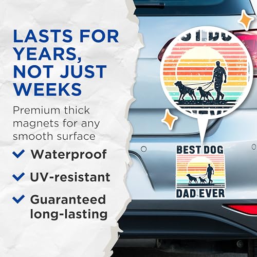 (2 Pack) Best Dog Dad Ever Magnets - Dog Lover Magnets - Dog Walking Magnets- 5" On Longest Side - for Fridges, Toolboxes, Cars - Made in USA - MAG2702