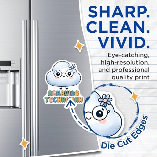 (2 Pack) Behavior Technician Magnets - Cute Cloud Character Magnets - Educational Office Decor Magnets - 5" On Longest Side - for Cars, Refrigerators, Toolboxes, Lockers - Made in USA BMCS3181