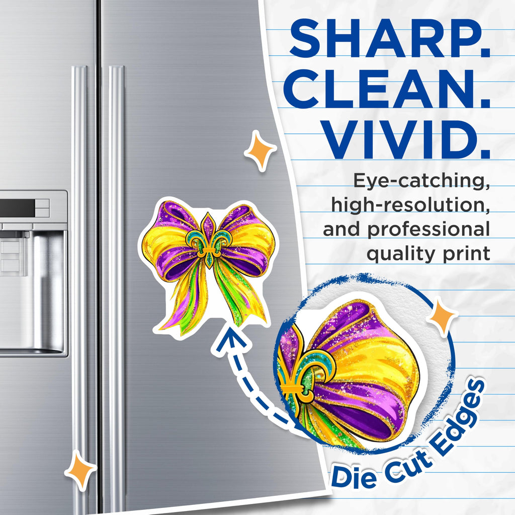 (2 Pack) Mardi Gras Magnets - Fleur de Lis - New Orleans Fridge Decor - 5" On Longest Side - Premium Magnet - for Cars, Refrigerators, Toolboxes, Lockers - Made in USA - MAG16944