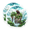 (2 Pack) Bald Eagle Fantasy Magnets - Majestic Nature Landscape Art - Wildlife Refrigerator Decor - Scenic Waterfall Island - 5 Inches On Longest Side - Thick Durable Magnet - Made in USA - MAG36398