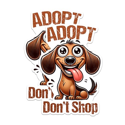 (2 Packs) Dachshund Adopt Don't Shop Stickers - Weiner Dog Breed Decals - 5 Inches On Longest Side - Premium Vinyl Decal - Sticks to Any Smooth Flat Surface - Made in USA - BMCS2398
