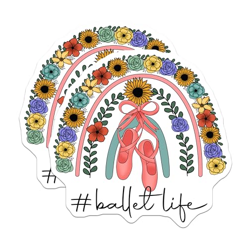 (2 Pack) Ballet Life Magnets - Ballet Dance - Floral Ballet Art Magnets - Ballet Shoes Magnets - 5" On Longest Side - for Cars, Fridges, Toolboxes - Made in USA - MAG4201