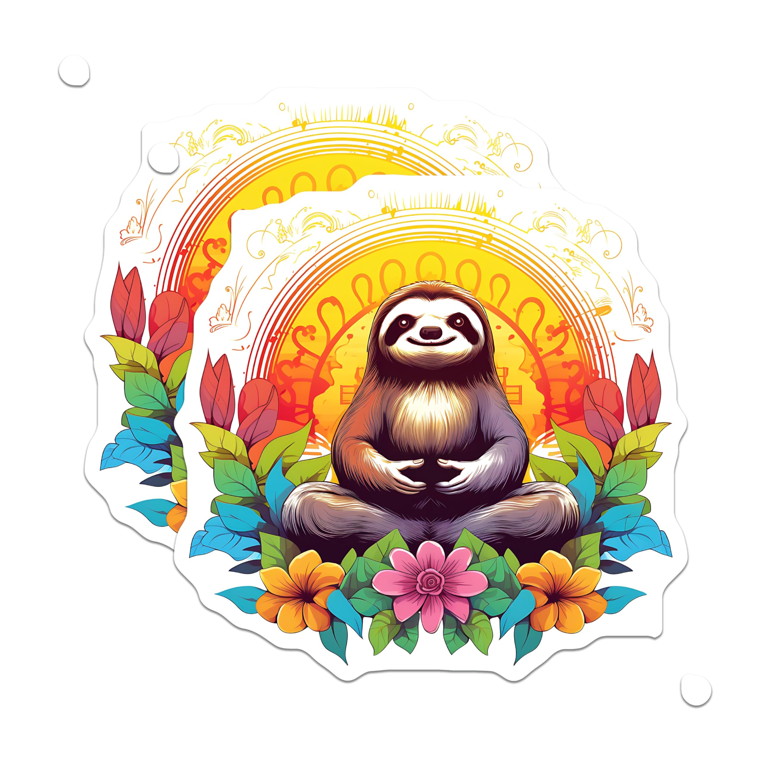 (2 Pack) Meditating Sloth Magnets - Yoga Animal Art - Zen Relaxation Decor - 5 Inches On Longest Side - Thick Durable Magnet - Made in USA - MAG22112