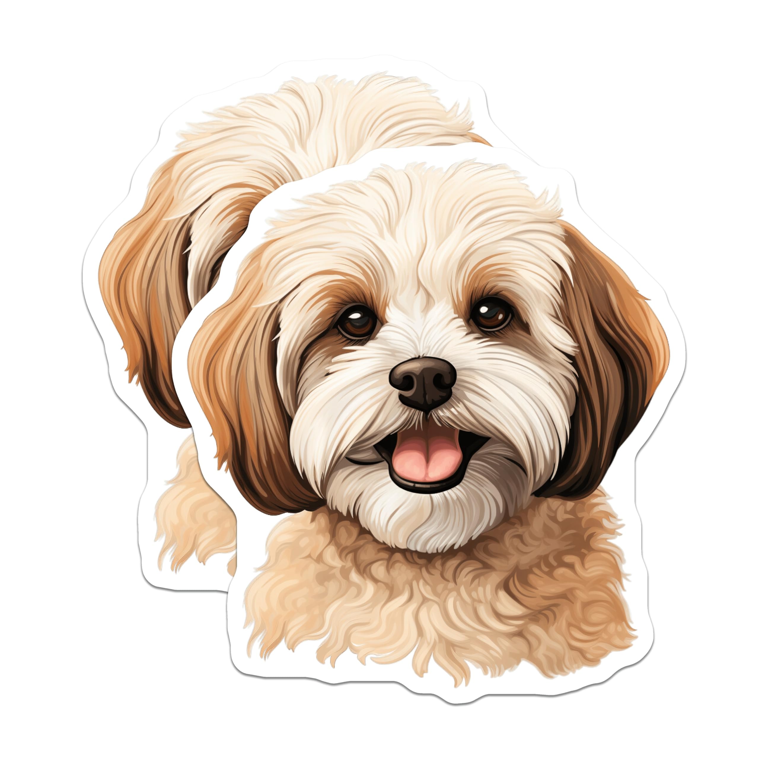 (2 Pack) Cute Fluffy Dog Magnets - Pet Lover Refrigerator Decor - Happy Shih Tzu Puppy Animal Art - 5 Inches On Longest Side - Thick Durable Magnet - Made in USA - MAG26120