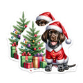 (2 Pack) Festive Puppy Magnets - Santa Dog Christmas Decor - Adorable Pet Holiday Accent - Winter Refrigerator Charm - 5 Inches On Longest Side - Thick Durable Magnet - Made in USA - MAG26570