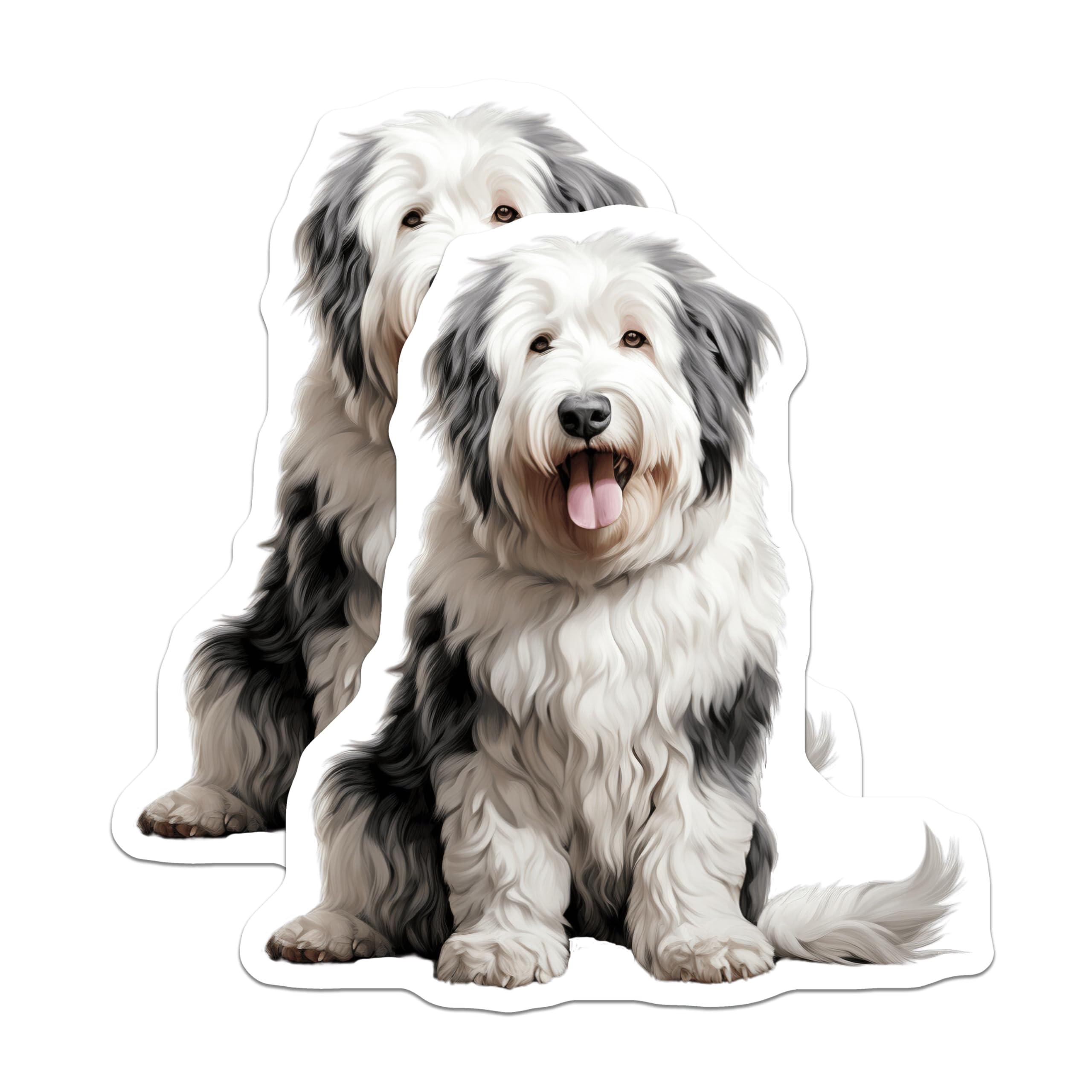 (2 Pack) Old English Sheepdog Magnets - Fluffy Dog Lover Refrigerator Decor - OES Pet Parent Appreciation - 5 Inches On Longest Side - Thick Durable Magnet - Made in USA - MAG26627