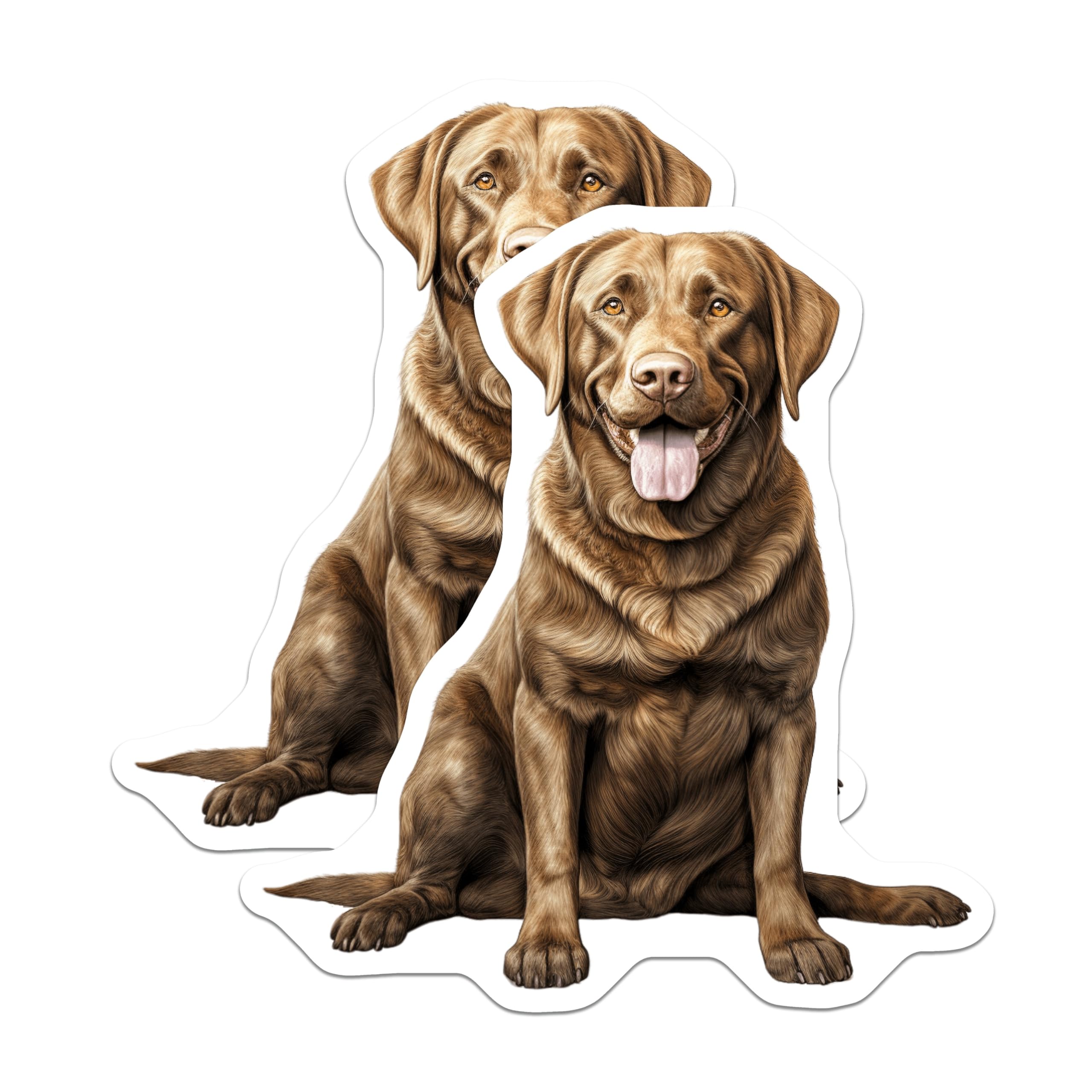 (2 Pack) Chocolate Labrador Dog Magnets - Realistic Lab Retriever Art - Pet Lover Home Decor for Fridge - 5 Inches On Longest Side - Thick Durable Magnet - Made in USA - MAG25109