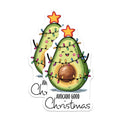 (2 Pack) Avocado Christmas Stickers - Cute Holiday Decal - Funny Cartoon Avocado - 5" On Longest Side - Sticks to Smooth Flat Surfaces - Made in USA - BMCS8393