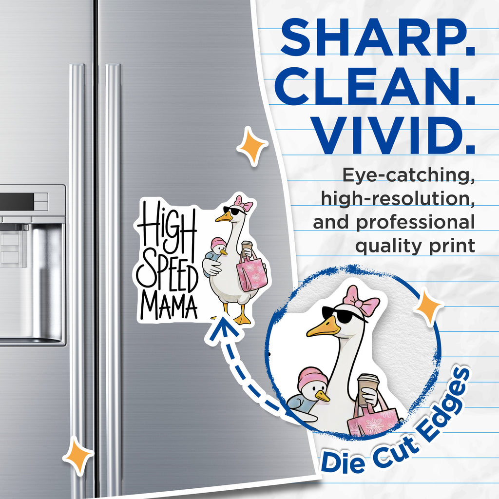 (2 Pack) High Speed Mama Magnets - Funny Mom Life Goose Magnets - New Mother Fridge Decor - Busy Parent Refrigerator - 5 Inches On Longest Side - Thick Durable Magnet - Made in USA - MAG38821