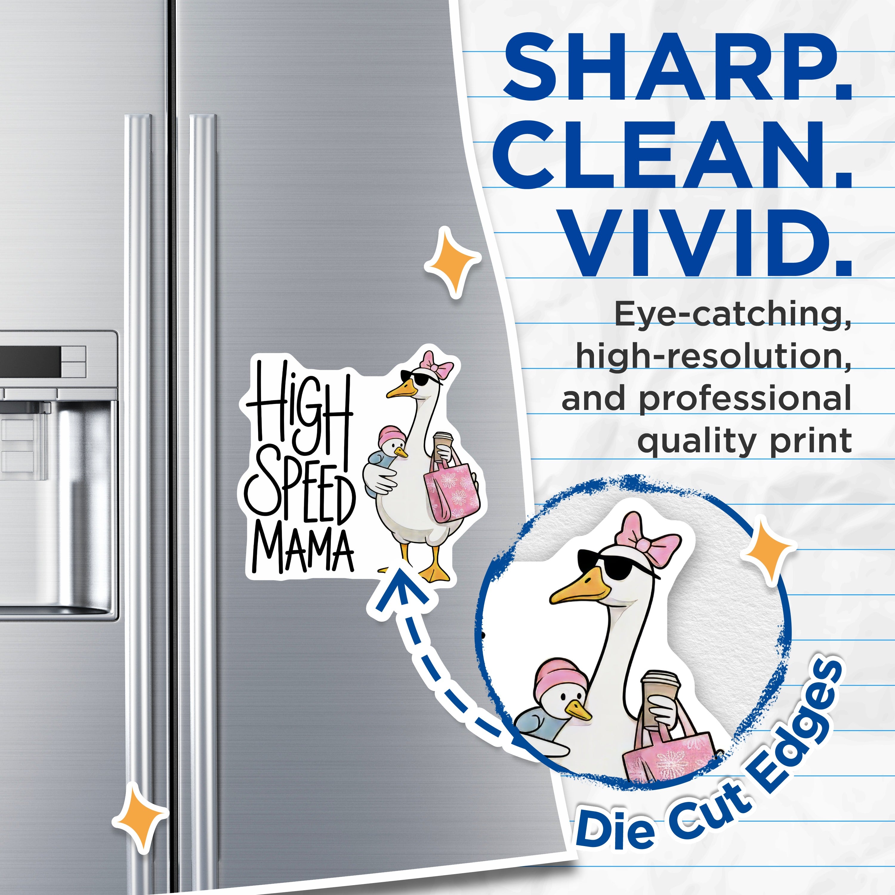 (2 Pack) High Speed Mama Magnets - Funny Mom Life Goose Magnets - New Mother Fridge Decor - Busy Parent Refrigerator - 5 Inches On Longest Side - Thick Durable Magnet - Made in USA - MAG38821