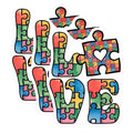 (3 Pack) Autism Awareness Decals - Puzzle Piece Love - Autism Support Decal - 3 Inches On Longest Side - Easy Peel & Apply - Made in USA - 3MCS7179