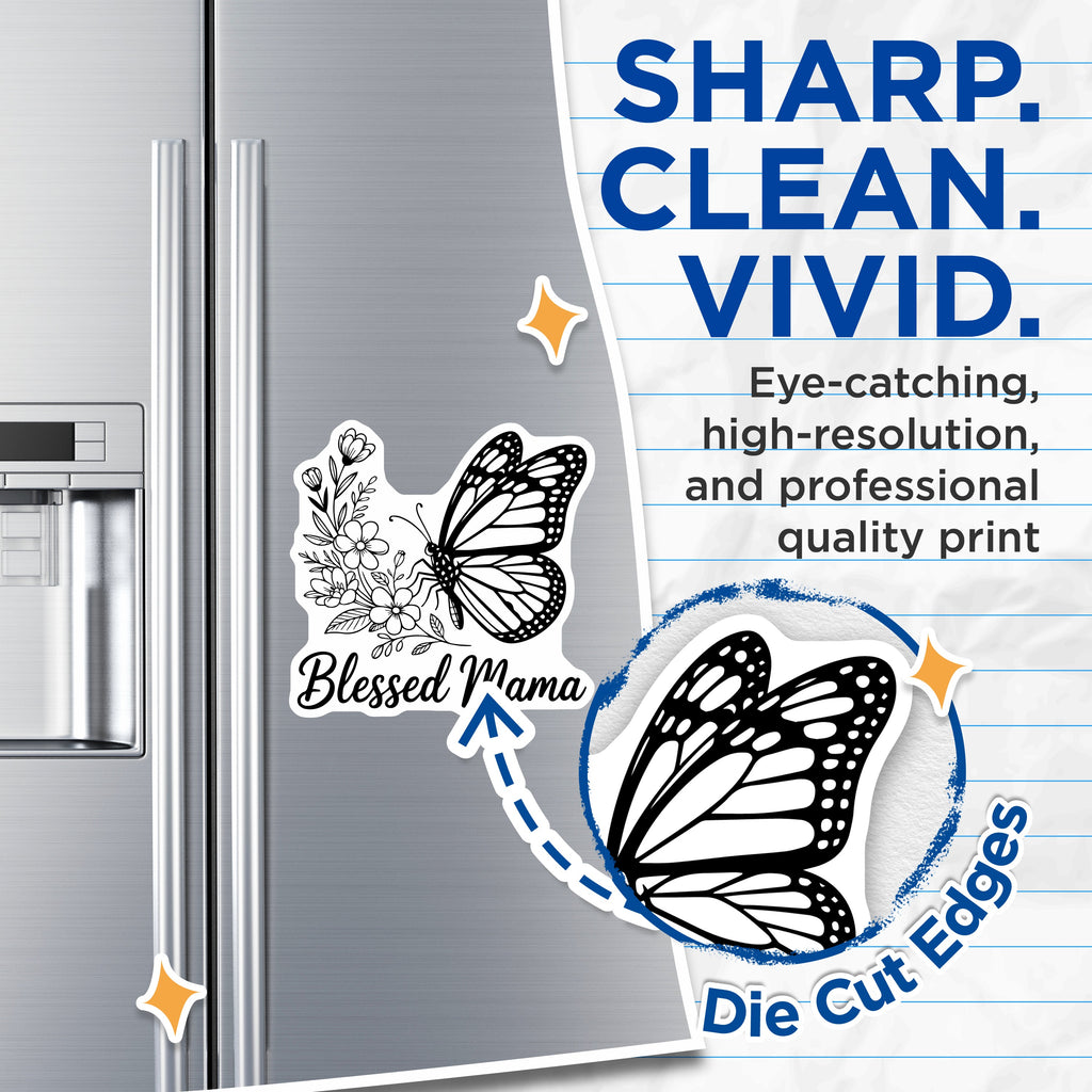 (2 Pack) Blessed Mama Magnets - Monarch Butterfly Flower Aesthetic - Mama Life Kitchen Decor Refrigerator - 5 Inches On Longest Side - Thick Durable Magnet - Made in USA - MAG38463
