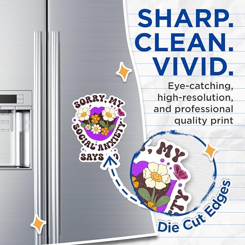 (2 Pack) Sorry My Social Anxiety Says No Magnets - Funny Quote Magnets - Floral Design Magnets- 5" On Longest Side - for Fridges, Toolboxes, Cars - Made in USA - MAG3039