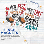 (2 Pack) Funny Quote Chicken Magnets - I Don't Fart I Just Whisper - Humorous Refrigerator - 5" On Longest Side - for Cars, Fridges, Toolboxes - Made in USA - MAG4549