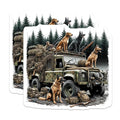 (2 Pack) Hunting Adventure Stickers - Dog and Truck Scene - Forest Expedition Decal - 5" On Longest Side - Sticks to Smooth Flat Surfaces - Made in USA - BMCS8659 - Outdoor Enthusiast Sticker