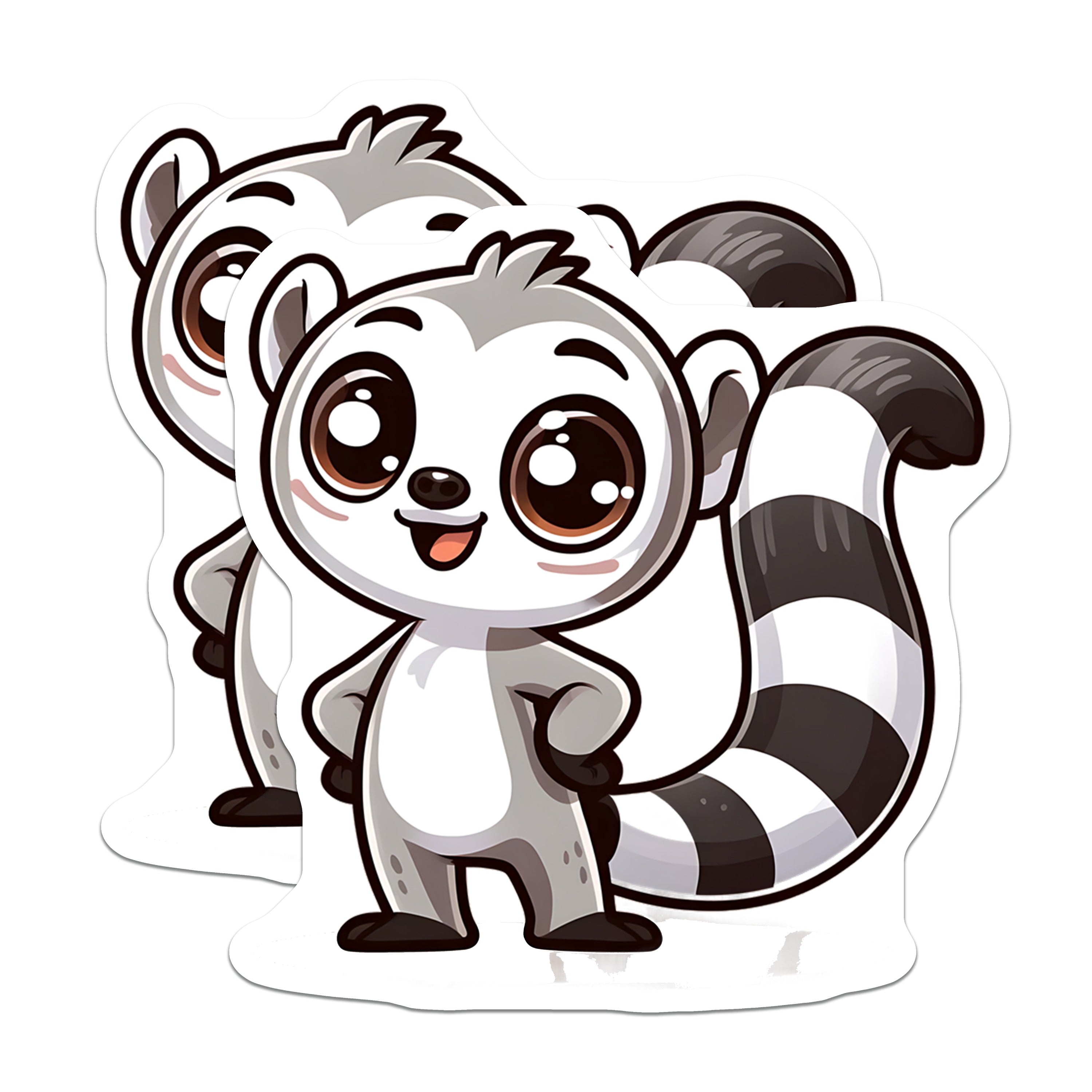 (2 Pack) Cute Lemur Magnets - Kawaii Animal Decor - Adorable Fridge Art - Kids Locker Accessory - 5 Inches On Longest Side - Thick Durable Magnet - Made in USA - MAG37253