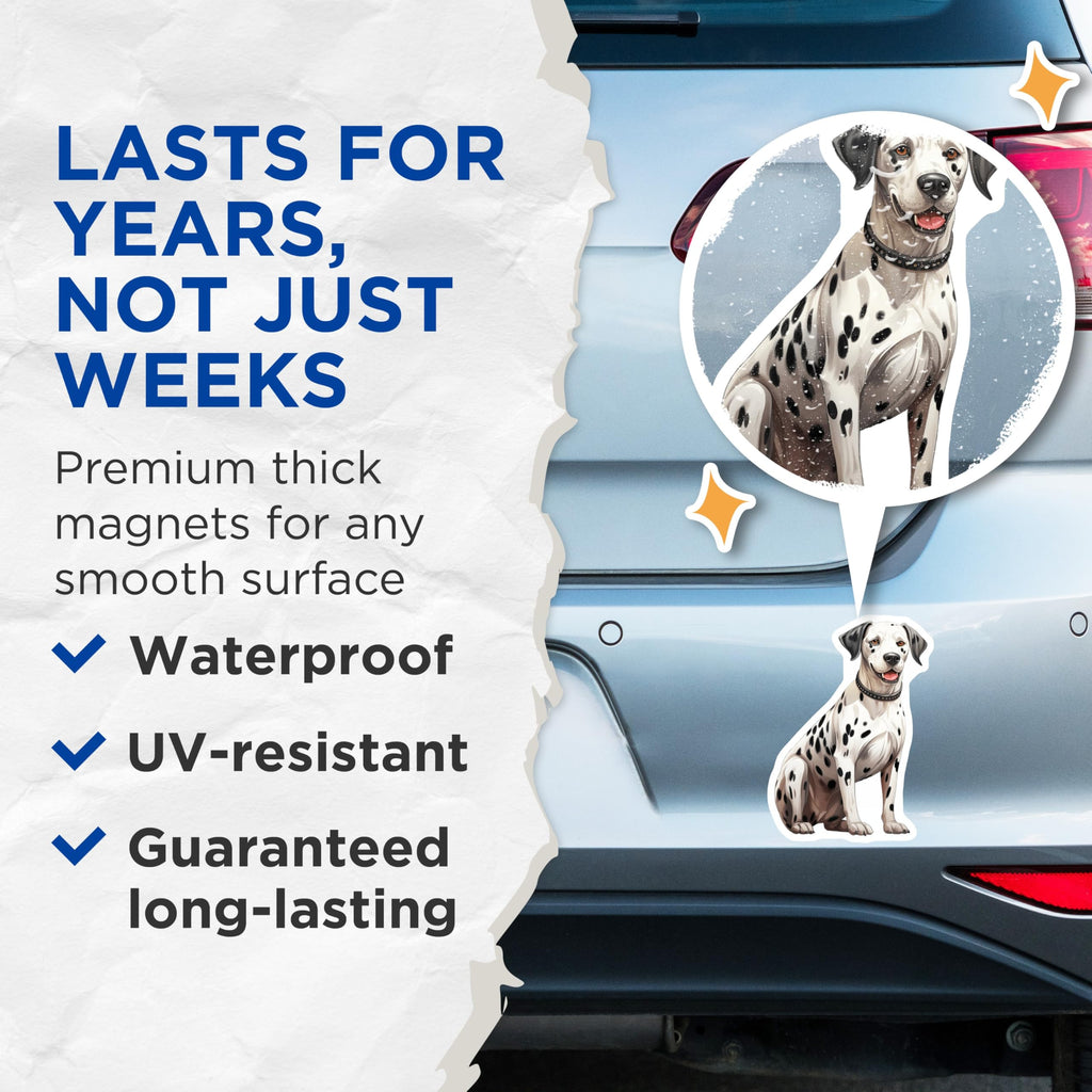 (2 Pack) Dalmatian Dog Magnets - Cute Dog Art Refrigerator Decor - Pet Owner Kitchen Accessories - Breed Lover Accent - 5 Inches On Longest Side - Thick Durable Magnet - Made in USA - MAG27000