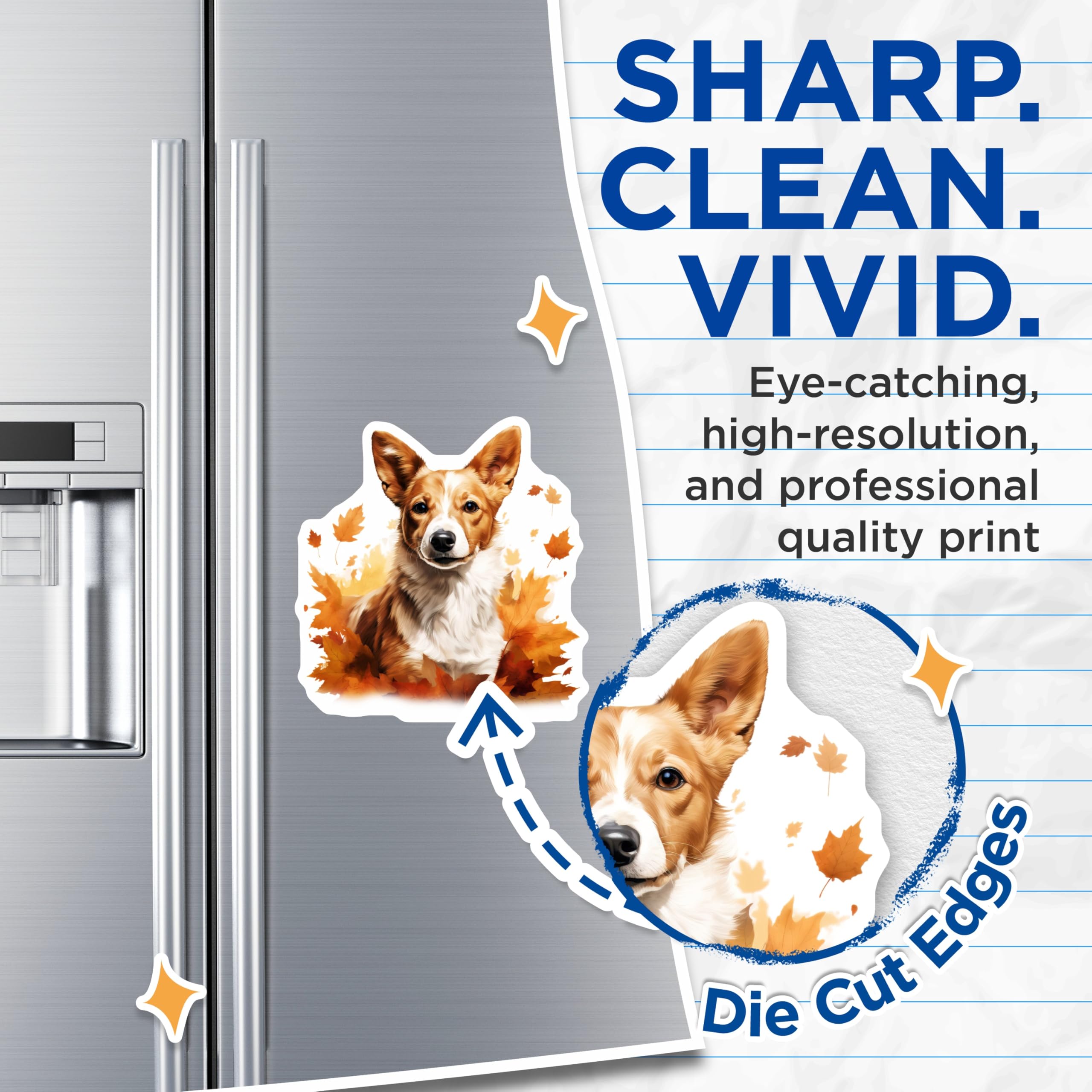 (2 Pack) Corgi Autumn Magnets - Cute Dog Decor - Fall Fridge Magnets - 5 Inches On Longest Side - Thick Durable Magnet - Made in USA - MAG25429