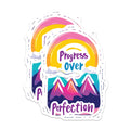 (2 Pack) Progress Over Perfection Magnets - Motivational Quote Art - Rainbow Mountain Decor - 5 Inches On Longest Side - Thick Durable Magnet - Made in USA - MAG20049