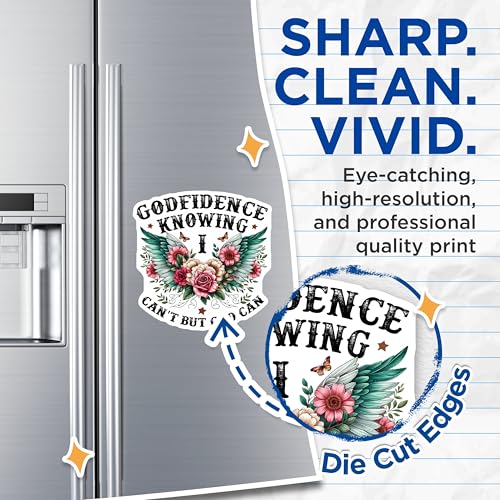 (2 Pack) Godfidence Knowing I Can't But God Can Magnets - Floral Religious Magnets - Inspirational Faith Magnets - 5" On Longest Side - for Cars, Fridges, Toolboxes - Made in USA - MAG4074