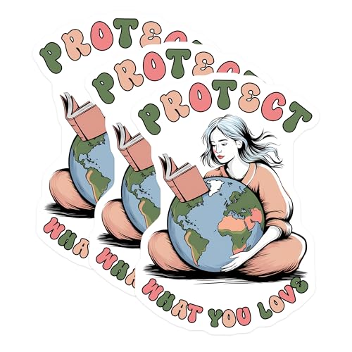 (3 Pack) Protect What You Love Decals - Earth Day Awareness - Environmental Decal - 3 Inches On Longest Side - Easy Peel & Apply - Made in USA - 3MCS6454