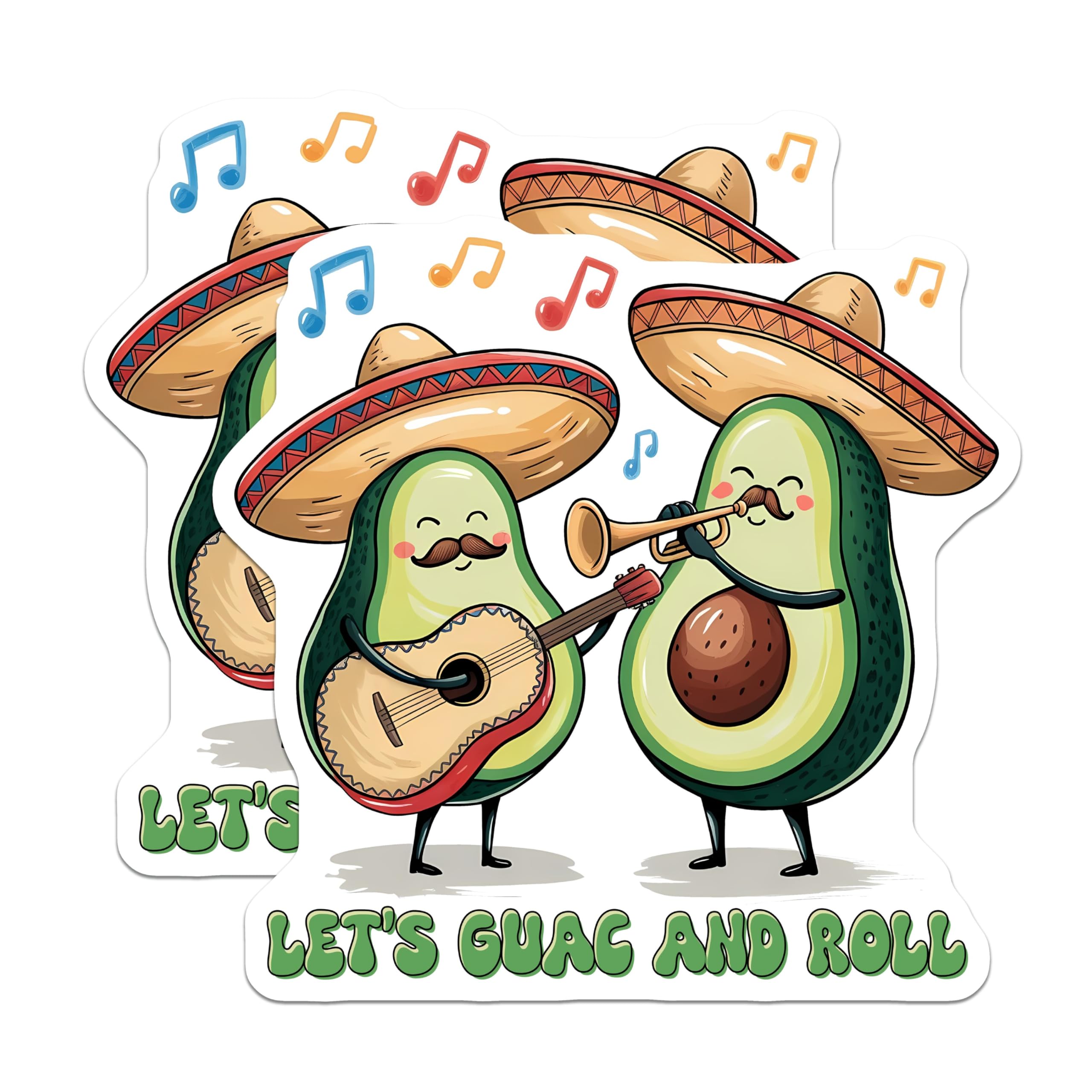 (2 Pack) Avocado Music Stickers - 5" On Longest Side - Sticks to Smooth Flat Surfaces - Made in USA - BMCS8392 - BMCS8392