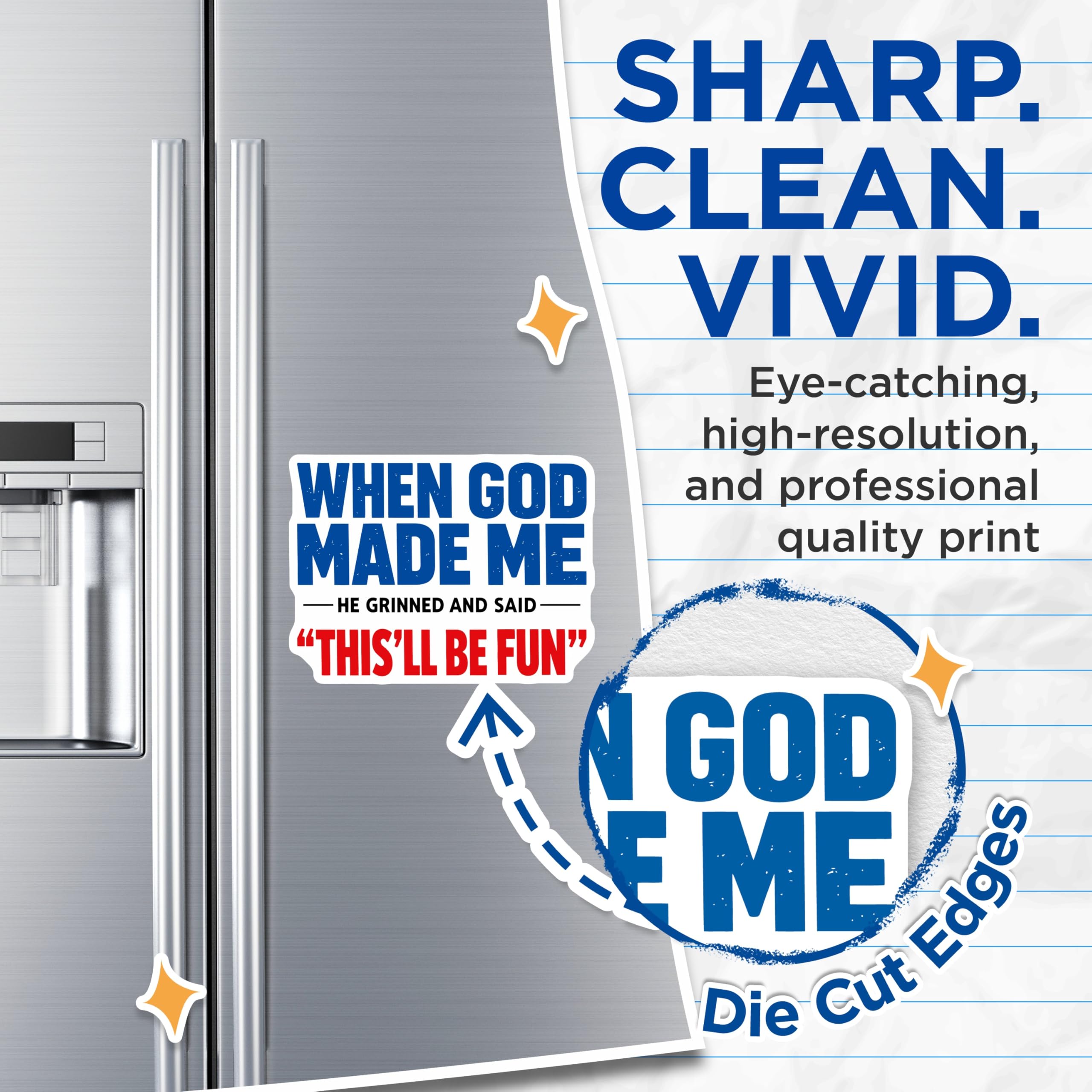 (2 Pack) When God Made Me Magnets - Funny Refrigerator Decals - Humorous Quote Sayings - Sarcastic Office Locker Art - 5 Inches On Longest Side - Thick Durable Magnet - Made in USA - MAG19974
