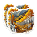 (2 Pack) Autumn Aspen Tree Landscape Magnets - Vibrant Golden Fall Mountain Scenery - Rustic Nature Refrigerator Accent Decor - 5 Inches On Longest Side - Thick Durable Magnet - Made in USA - MAG19055