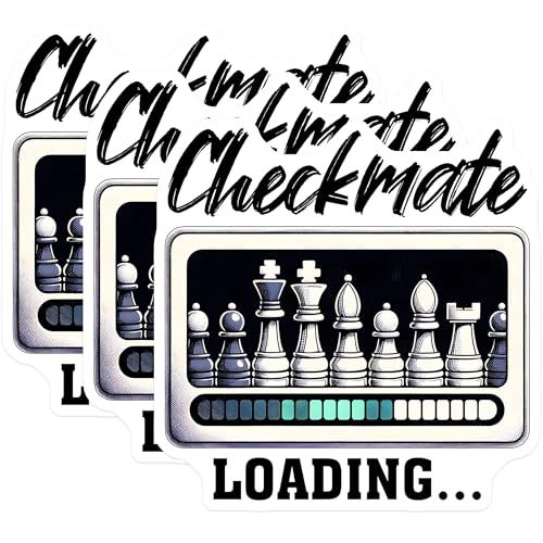 (3 Pack) Checkmate Loading Decals - Chess Lover - Laptop Decal - Chess Game - Gamer Decals - Chess Player - 3 Inches On Longest Side - Easy Peel & Apply - Made in USA - 3MCS1974