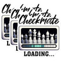 (3 Pack) Checkmate Loading Decals - Chess Lover - Laptop Decal - Chess Game - Gamer Decals - Chess Player - 3 Inches On Longest Side - Easy Peel & Apply - Made in USA - 3MCS1974