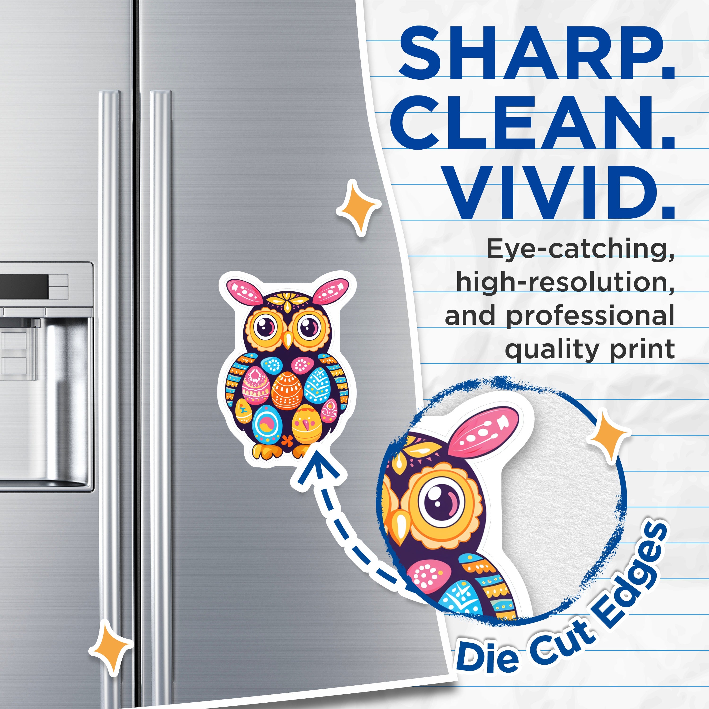 (2 Pack) Festive Easter Owl Magnets - Whimsical Spring Refrigerator Decor - Charming Animal Art for Home - 5 Inches On Longest Side - Thick Durable Magnet - Made in USA - MAG37090