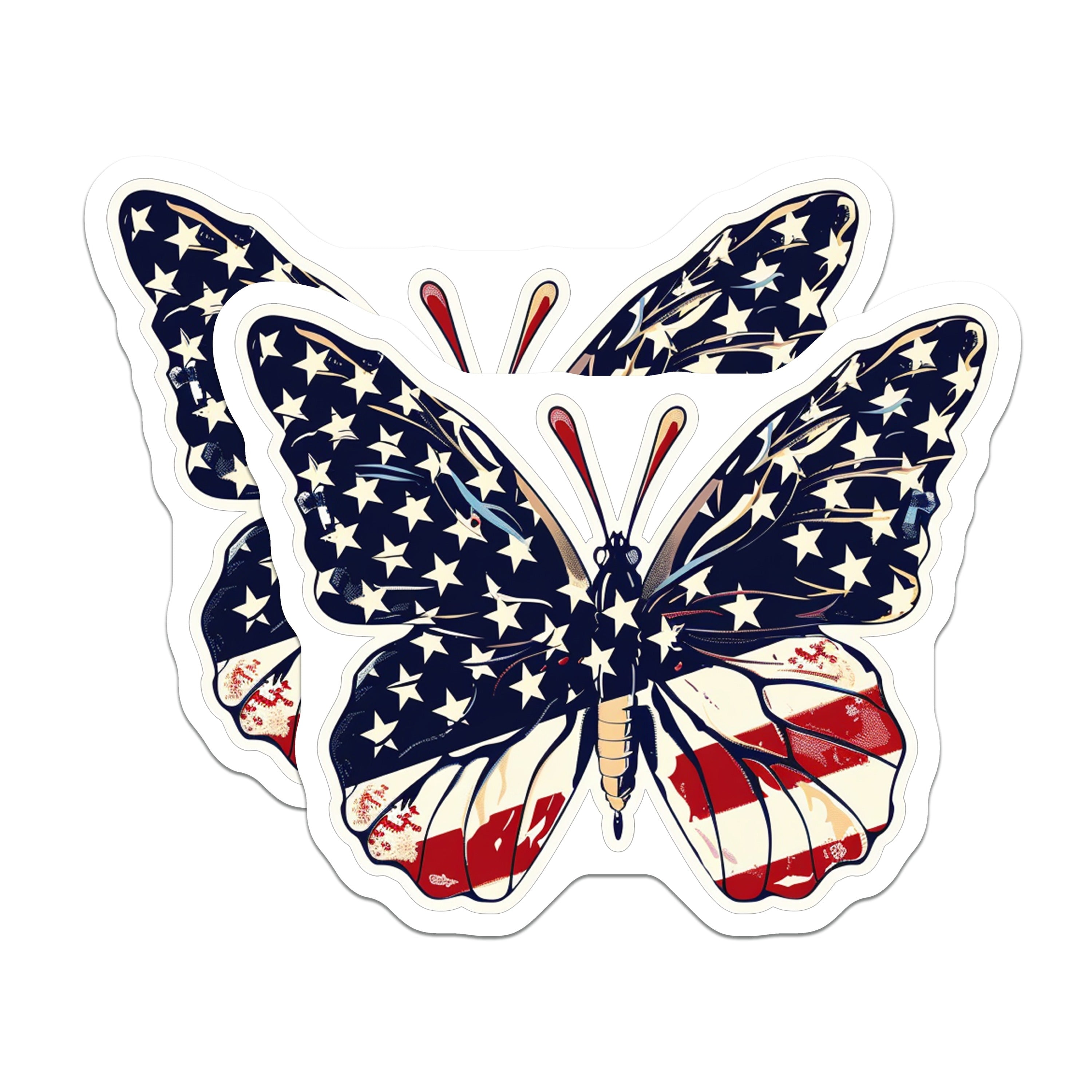(2 Pack) American Flag Butterfly Magnets - Patriotic USA Decor - Independence Day Display - Stars Stripes Spirit - 5 Inches On Longest Side - Thick Durable Magnet - Made in USA - MAG39765